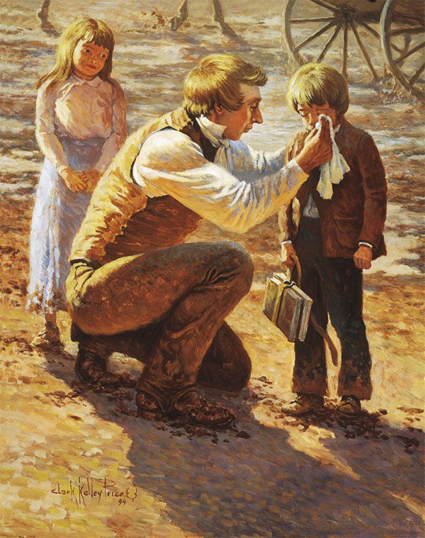 Joseph Smith wiping a child's tears