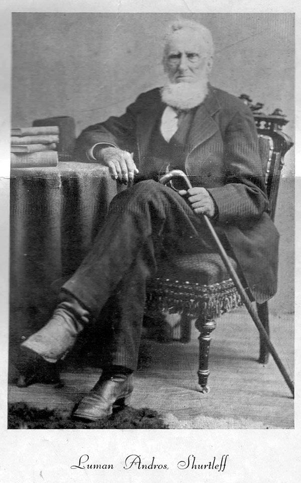 Black and white photo of Luman Amdris Shurtleff, an ancestor of the author