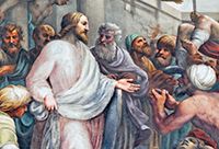 Painting of Jesus Surrounded By Many People Showing His Hands