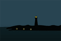 A distant lighthouse illuminating the way to shore, signifying the trust we must place in Christ from day to day as we strive to follow His teachings.