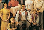 A painting depicting Joseph Smith surrounded by his family.