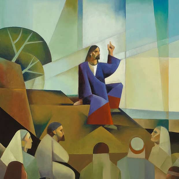 Jesus Christ preaches to a crowd